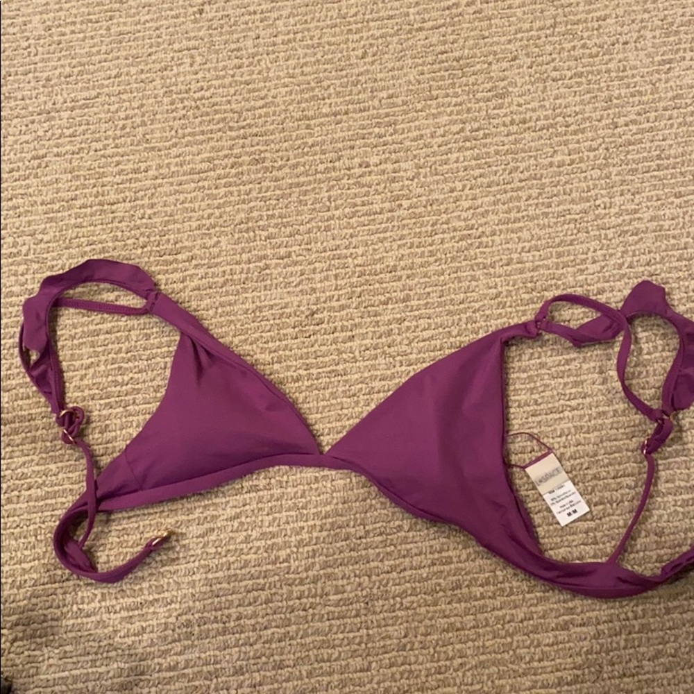 L Space Purple Ruffle Bikini Top